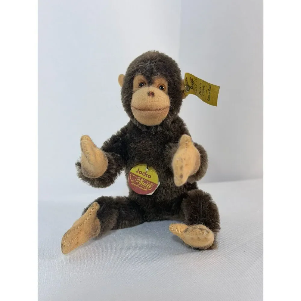 VTG Steiff Monkey Jocko Jointed Mohair Button 0020/16 Austria Germany 4.5